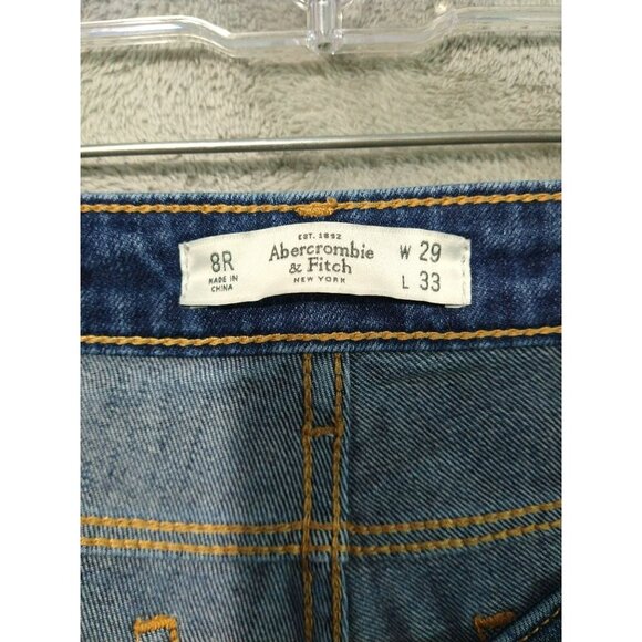 Abercrombie Fitch Jeans Womens 8 Blue Denim Skinny Mid Rise Stretch Distressed - Picture 7 of 10